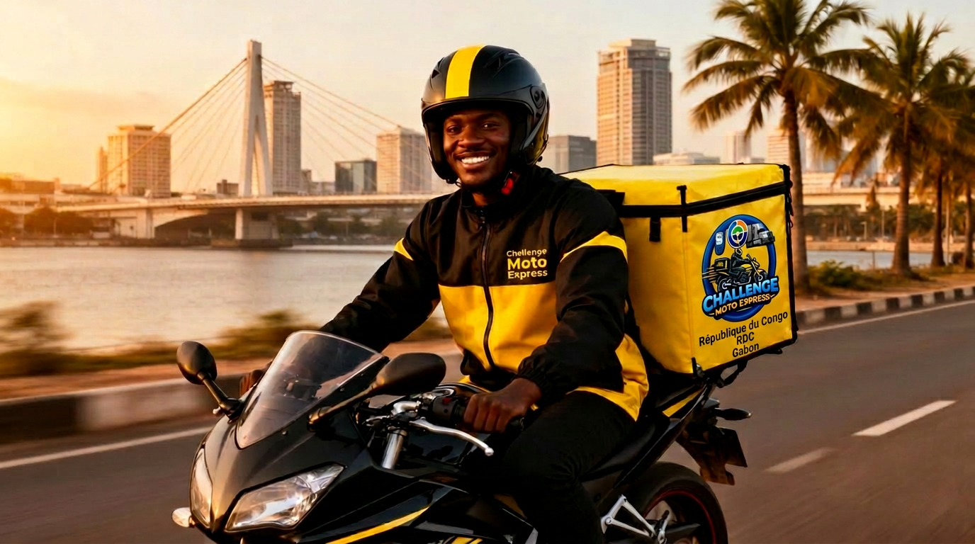 Livreur Challenge Moto-Express à moto au Congo